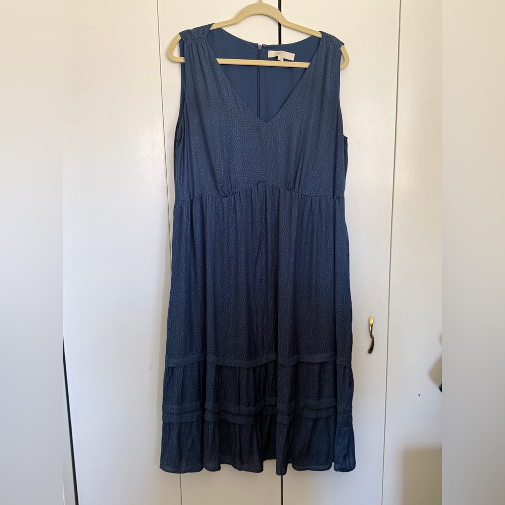 LOFT Plus Deep Blue Sleeveless Midi Dress 18W